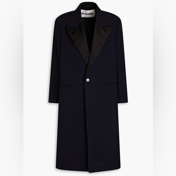 Jil Sander Silk-satin trimmed grain de poudre wool coat